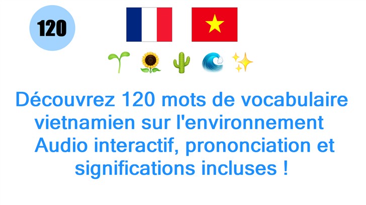 Découvrez 120 mots de vocabulaire vietnamien sur lenvironnement : Audio interactif, prononciation et significations incluses !